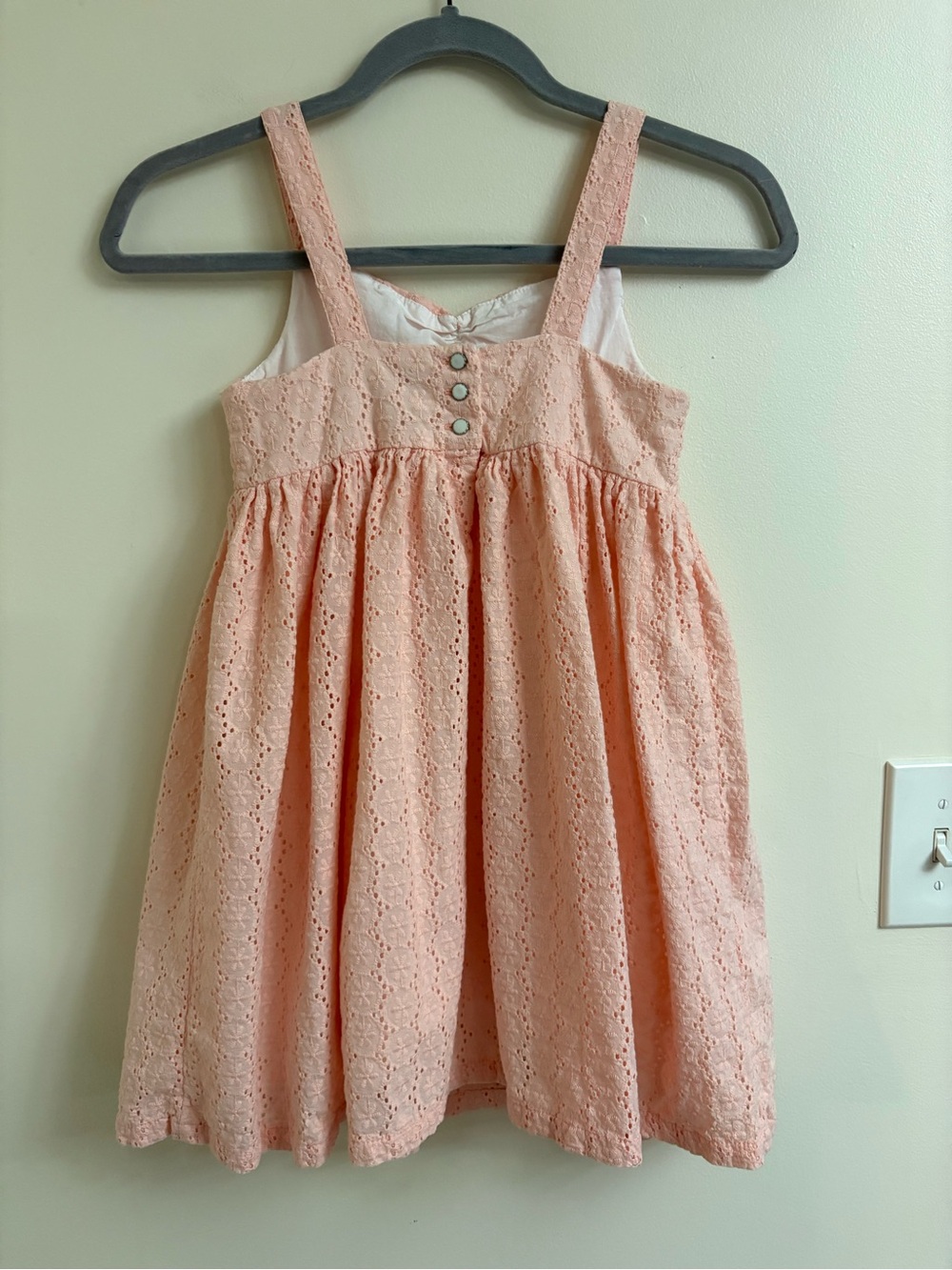 Joie Girls Size 7 Pink Eyelet Sundress Cotton Sweetheart family pictures Dress - Picture 3 of 9